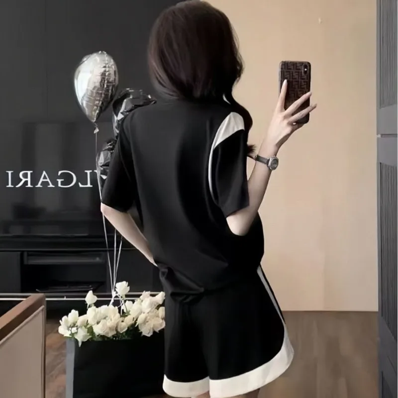 Mode Diamanten Sportpak Dames Zomer Eenvoud Kantoor Dame T-shirt met korte mouwen All-match Casual Shorts Tweedelige set