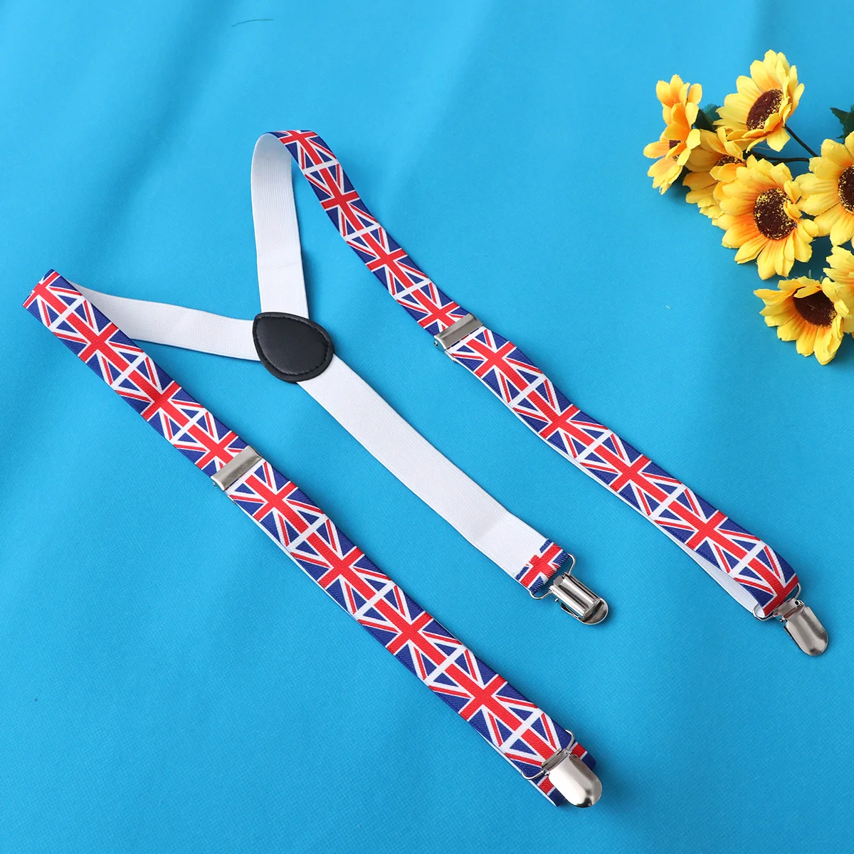 علم المملكة المتحدة مطبوعة حمالات مرنة قابلة للتعديل على شكل حرف Y مشبك على الأقواس للرجال والنساء عقد آمن للارتداء اليومي غير الرسمي #6