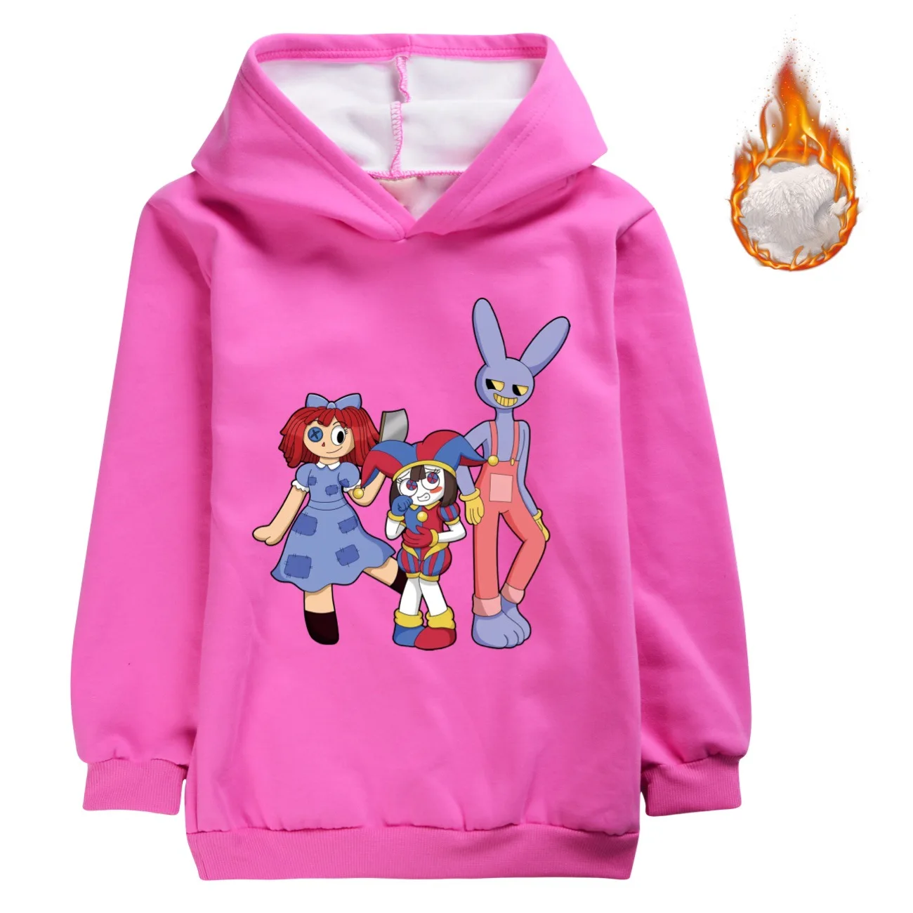 The Amazing Circo Digital Clothes Kids Pomni and Jax Hoodie Baby Girls Winter Warm Plush Coats Children Thicken Fleece Outerwear