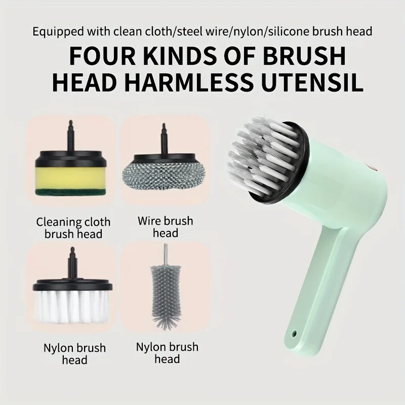 Épurateur rotatif, brosse de nettoyage épurateur électrique sans fil avec têtes de brosse remplaçables épurateur de douche électrique à main pour baignoire,