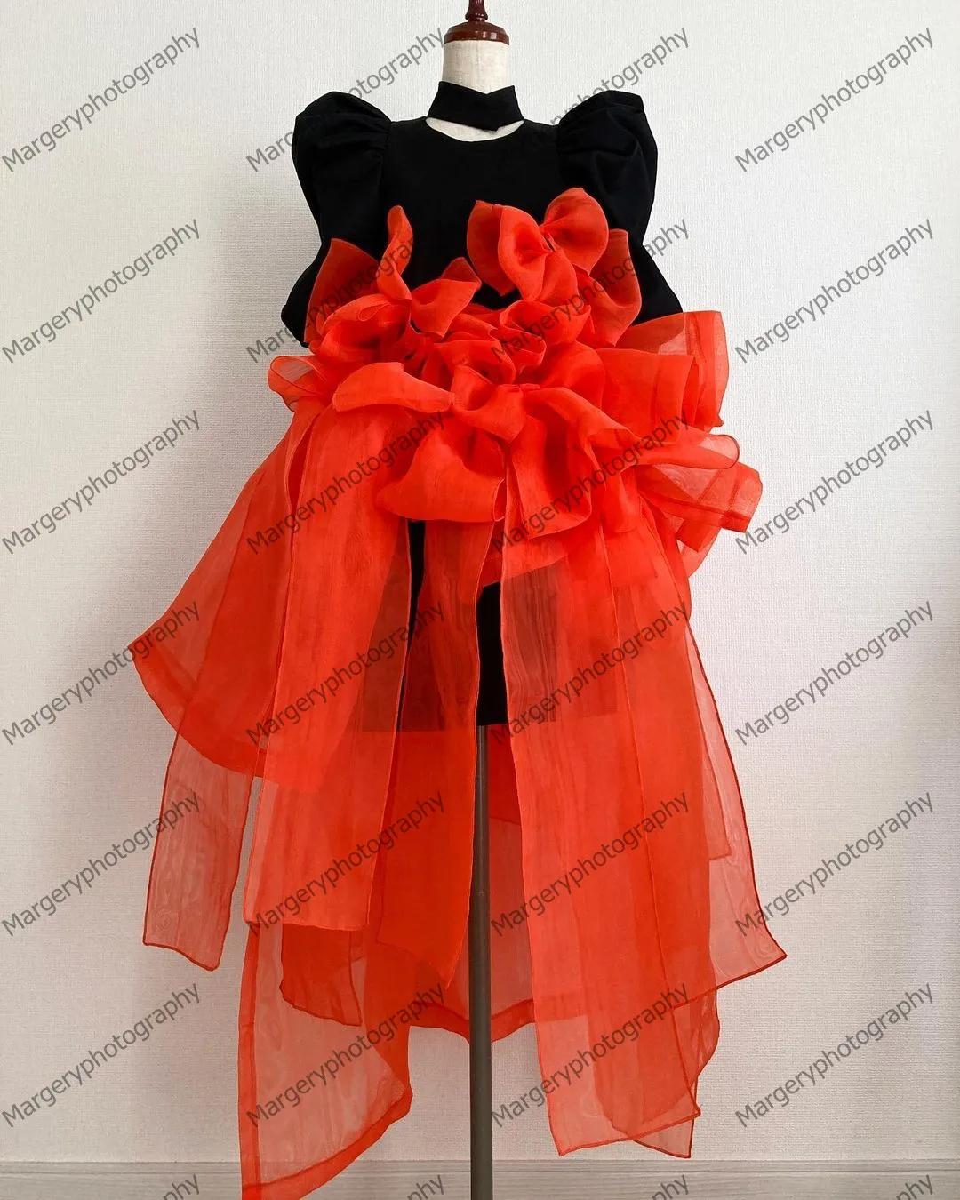 Imagem -03 - Único Handmade Flor Mulheres Verão Vestidos Coral Red Organza Short Prom Party Vestidos Custom Made Brithday Fotografia Vestido