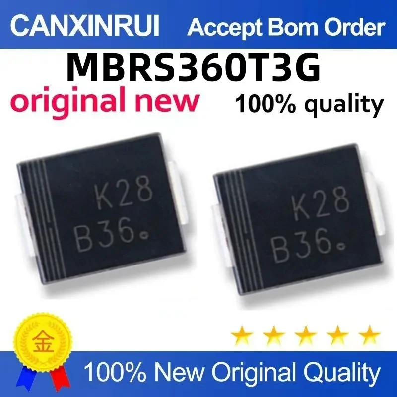 (5-100 pieces) Brand new original MBRS360T3G silk screen B36 SMC 60V 3A patch Schottky diode chip