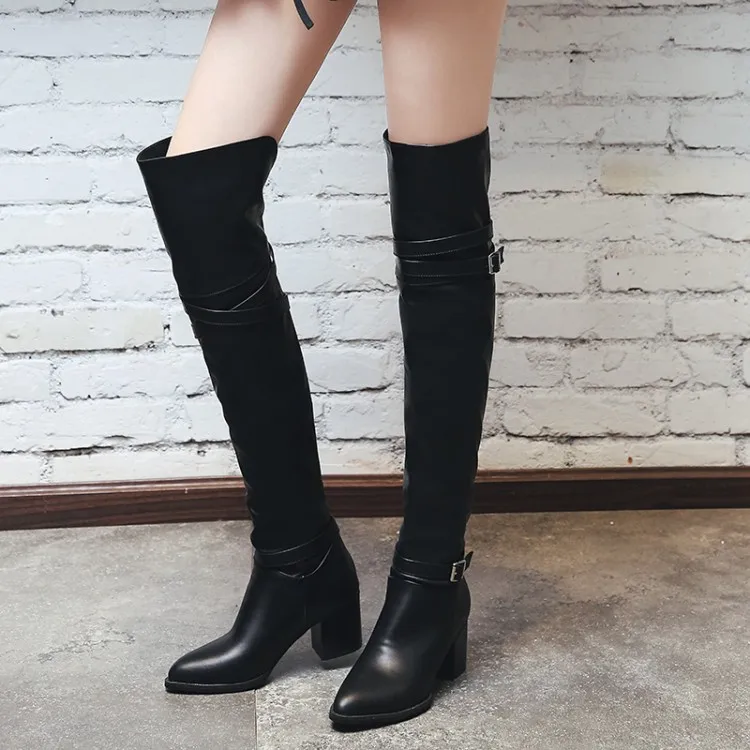 Big Size  thigh high boots knee high boots over the knee boots women ladies boots The buckle is above the knee