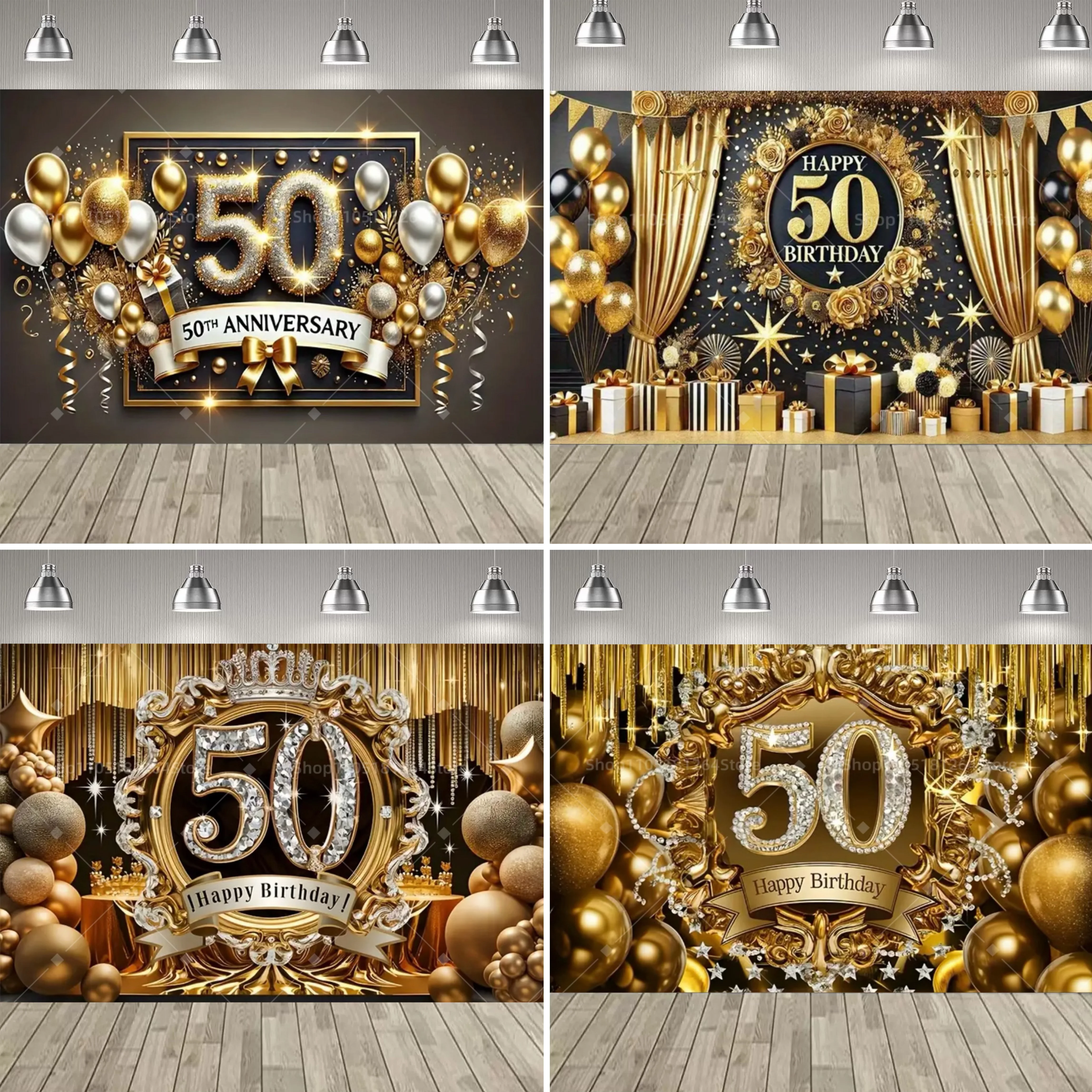 Schwarzgold 50. Geburtstag Party Dekoration Hintergrund Ballon Geschenk Premium 50. Geburtstag Feier Banner Familienparty Dekoration