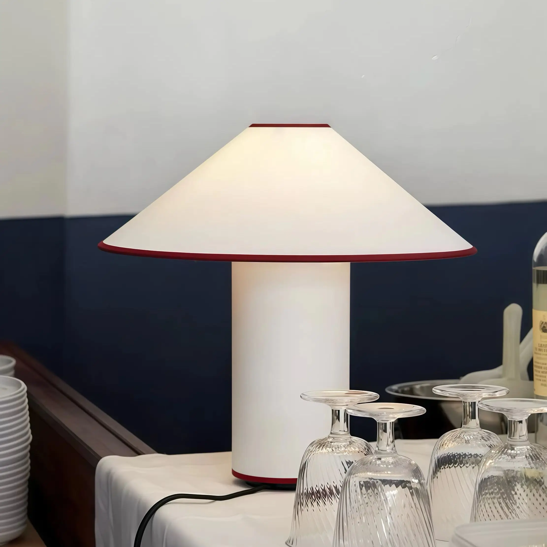 High-End Danish Fabric Table Lamp - Nordic Minimalist Designer Style Ambience Light for Study, Bedroom, Bedside