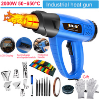 KUAIQU Hot Air Gun 2000W Adjustable Temperatures LCD Industrial Electric Heat Gun for Soldering Thermal Blower Shrink Wrapping