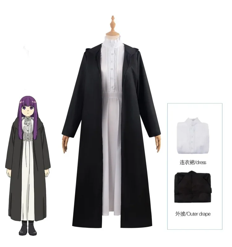Costume de cosplay, perruque, robe, veste, uniforme, chapeaux pour le cosplay de Frieren au-delà de la fin du voyage, fête d'anniversaire, vêtements pour femmes