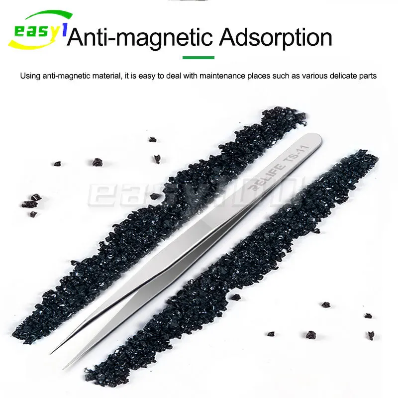 RELIFE TS-11 TS-15 High Hardness Maintenance Tweezers Anti-Static Straight Curved Phone CPU IC Repair Clips Hand Tool