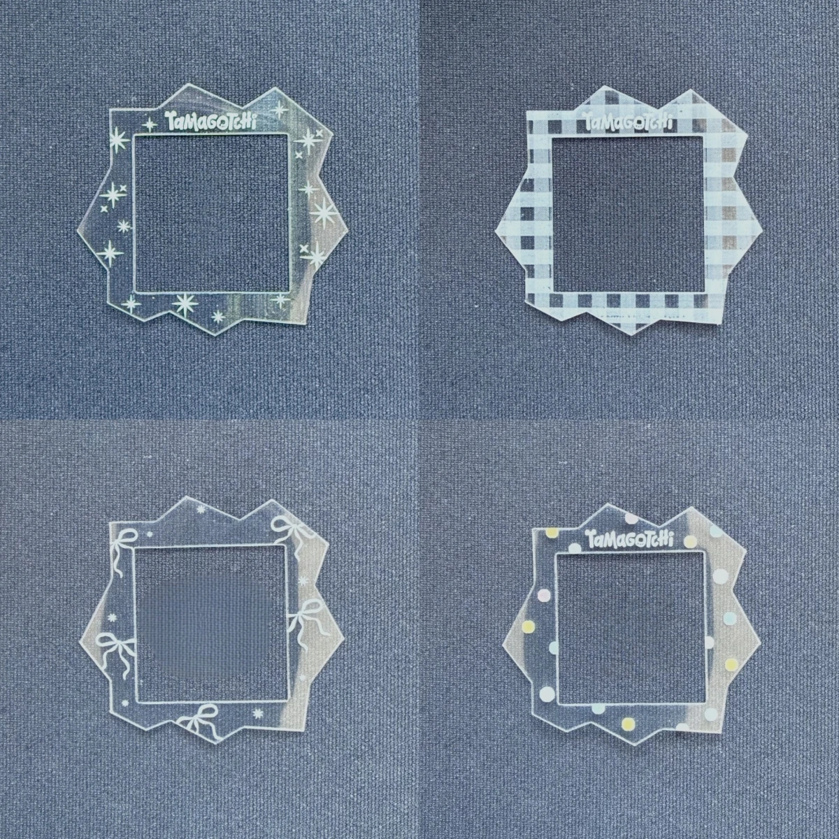 Desenhos animados transparente tamagotchi paraíso placa frontal papel tamagotchi decorativo painel transparente acessórios de papel