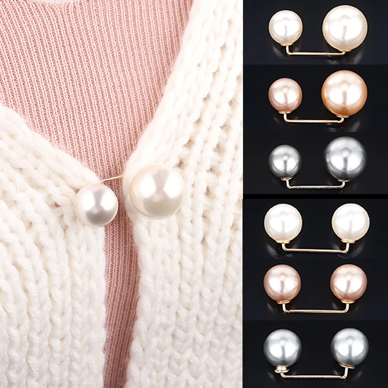 New Pearl Brooches Safety Pin Brooch Dress Skirt Waist Tightener Sweater Cardigan Clip Women Retro Baroque Brooch Pins Jewelry