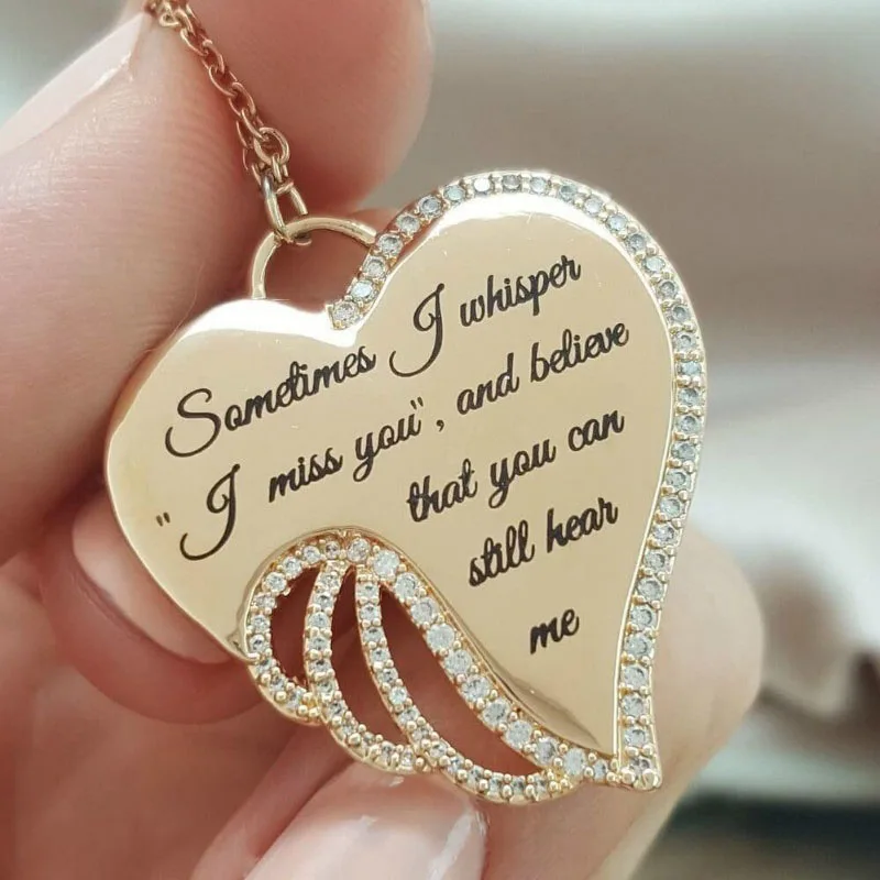 

SUMENG Sometimes I Whisper Miss You, And Believe That You Can Still Hear Me Elegant Sanctity Angel Wing Necklace Female Gifts