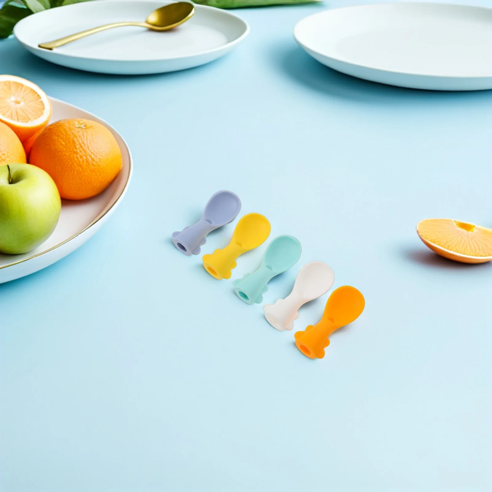 

5pcs Baby Spoon Holder Transparent Portable Utensils Carrying Case For Kids Leakproof Silicone Cutlery Box For Feeding