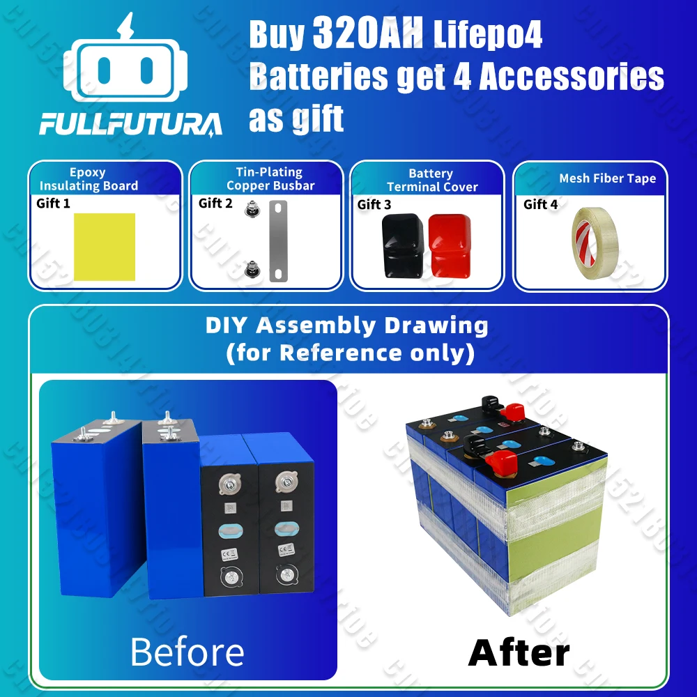 الأسهم الأمريكية 320Ah Lifepo4 3.2 فولت الصف أ ليثيوم أيون Akku LFP LFP خلية ل RV التخييم عربة جولف قارب الطاقة الشمسية المنزلية تخزين الطاقة