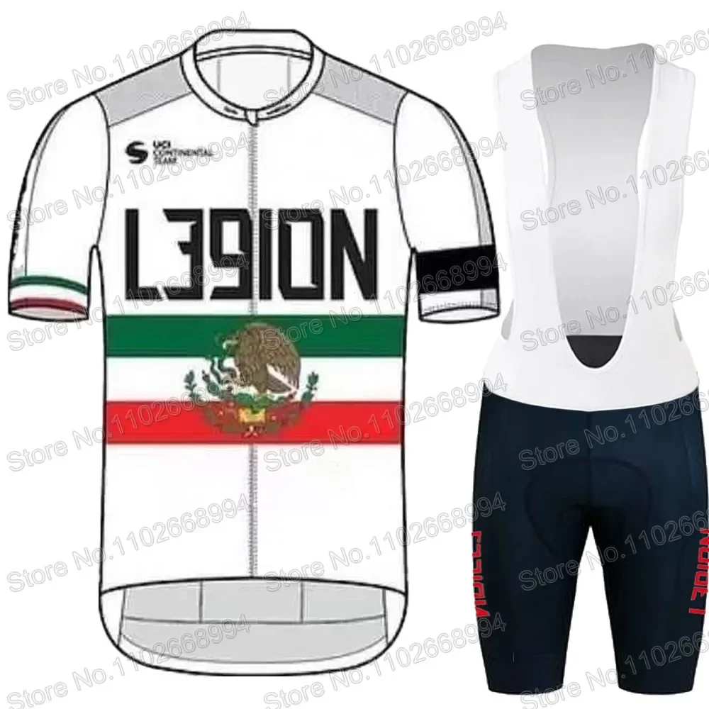 Team L39ion Mexico Champion Cycling Jersey 2023 Set Short Sleeve Men Clothing Road Bike Shirts Suit Bicycle Bib Shorts MTB