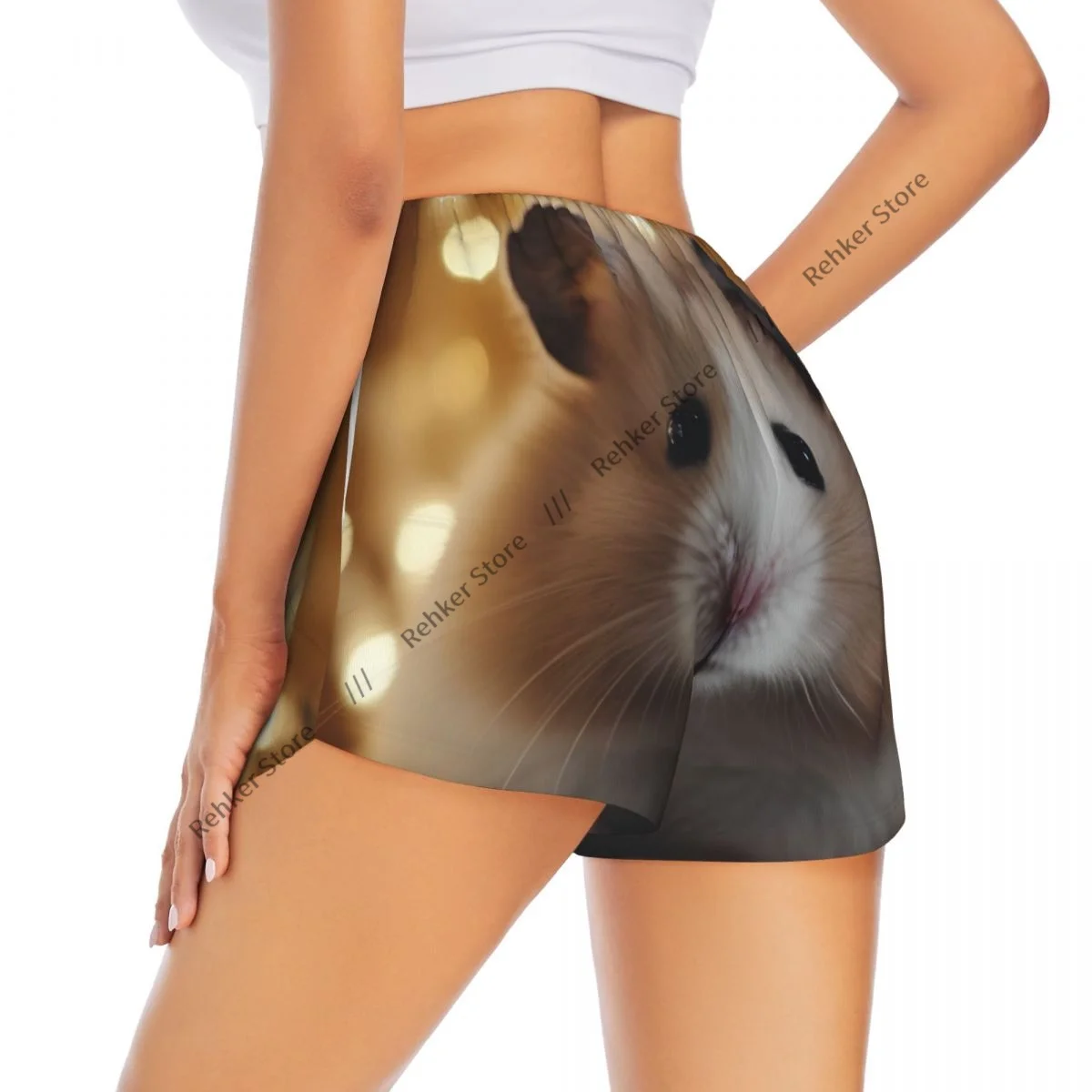 Hamster met lichte dubbellaagse, sneldrogende atletische shorts voor dames voor buiten, vrije tijd, hardlopen, fitness, workout, sport