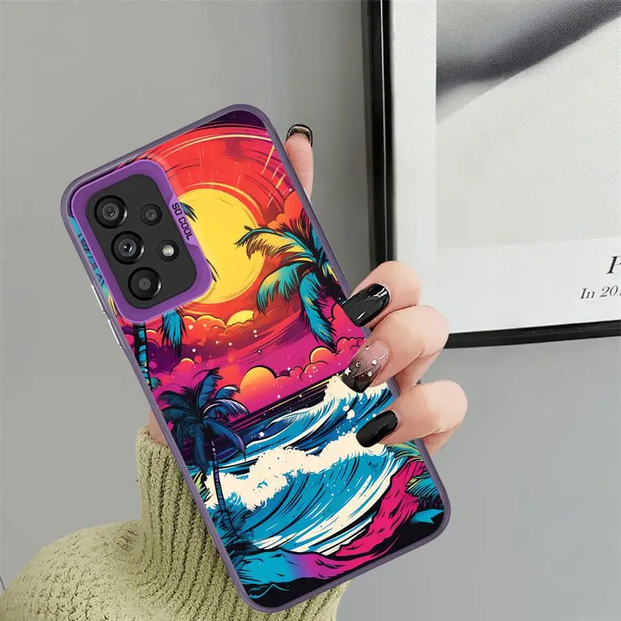 عودة غطاء الهاتف حقيبة لهاتف سامسونج غالاكسي A02 A03 A72 A06 A07 A71 A51 A52 A10 A20 A56 A04 A05 A54 A55 A30 A50 عطلة الغروب #5