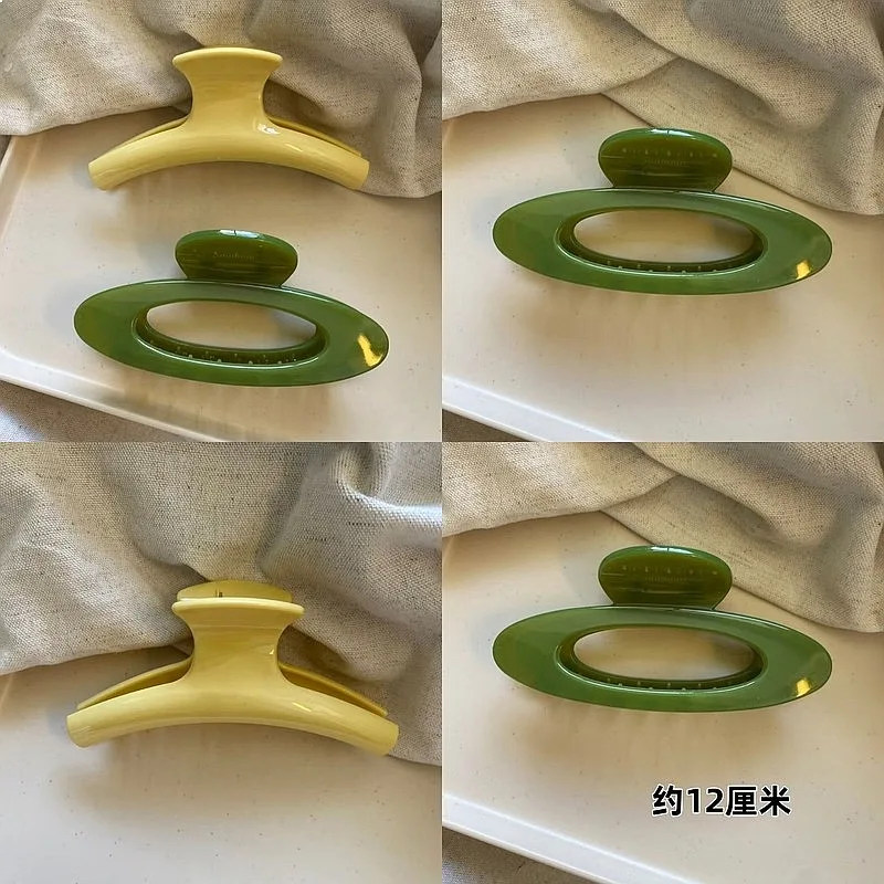 2Pcs French Style Hollow Jelly green Geometric Ellipse Arc Hair Clip Claw Retro Large Shark Clip Hair Accessories For Woman Girl