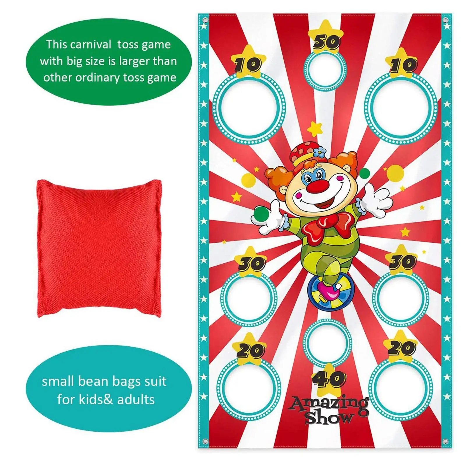 Kids Throwing Games Entertainment Accessories Clown Flag Adult Child Outdoor Theme Party Carnival Game Christmas Gift