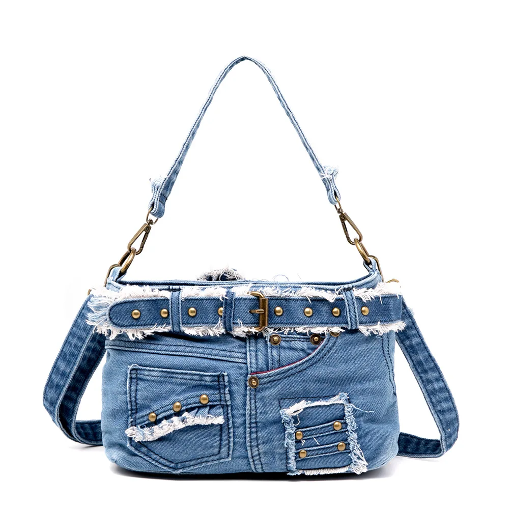 Fashion Denim Shoulder Bag High Quality Luxury Handbag Casual Large Capacity Canvas Multifunctional Shoulder Oblique Crossbag