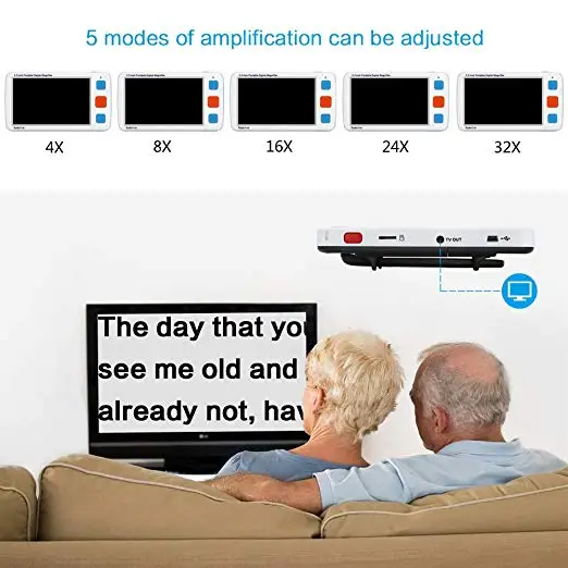 UM005W Portable Electronic Digital Video Magnifier 4-32X for LCD Monitor 5 Inch