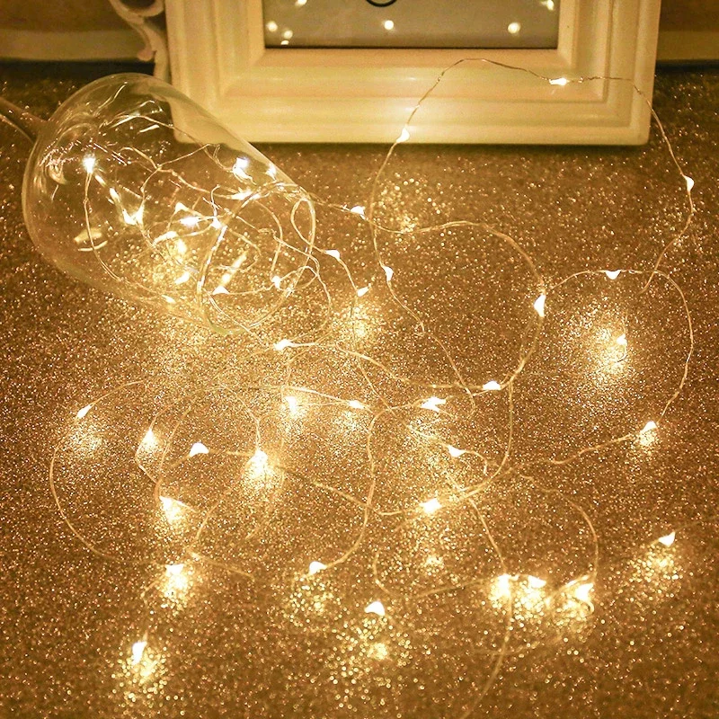 5 Colors LED Outdoor Light String Fairy Garland Battery Power Copper Wire Lights For Christmas Festoon Party Wedding