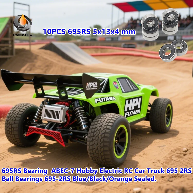 

10PCS 695RS Bearing 5x13x4 mm ABEC-7 Hobby Electric RC Car Truck 695 RS 2RS Ball Bearings 695-2RS Blue/Black/Orange Sealed