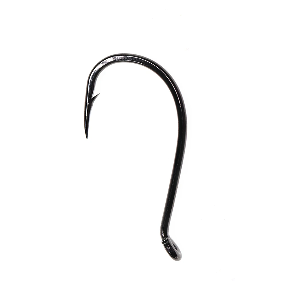 Elllv 100pcs #10 - 10/0 Black Nickel Octopus Beak High Carbon Steel  Offset Fishhook Saltwater Freshwater Fishing Bait Hook