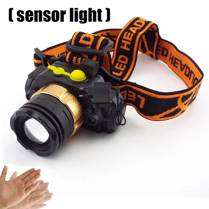 powerful 1000lm Led Headlamp sensor headlight frontal head torches Flashlight rechargeable 18650 Lamp light Night camping riding