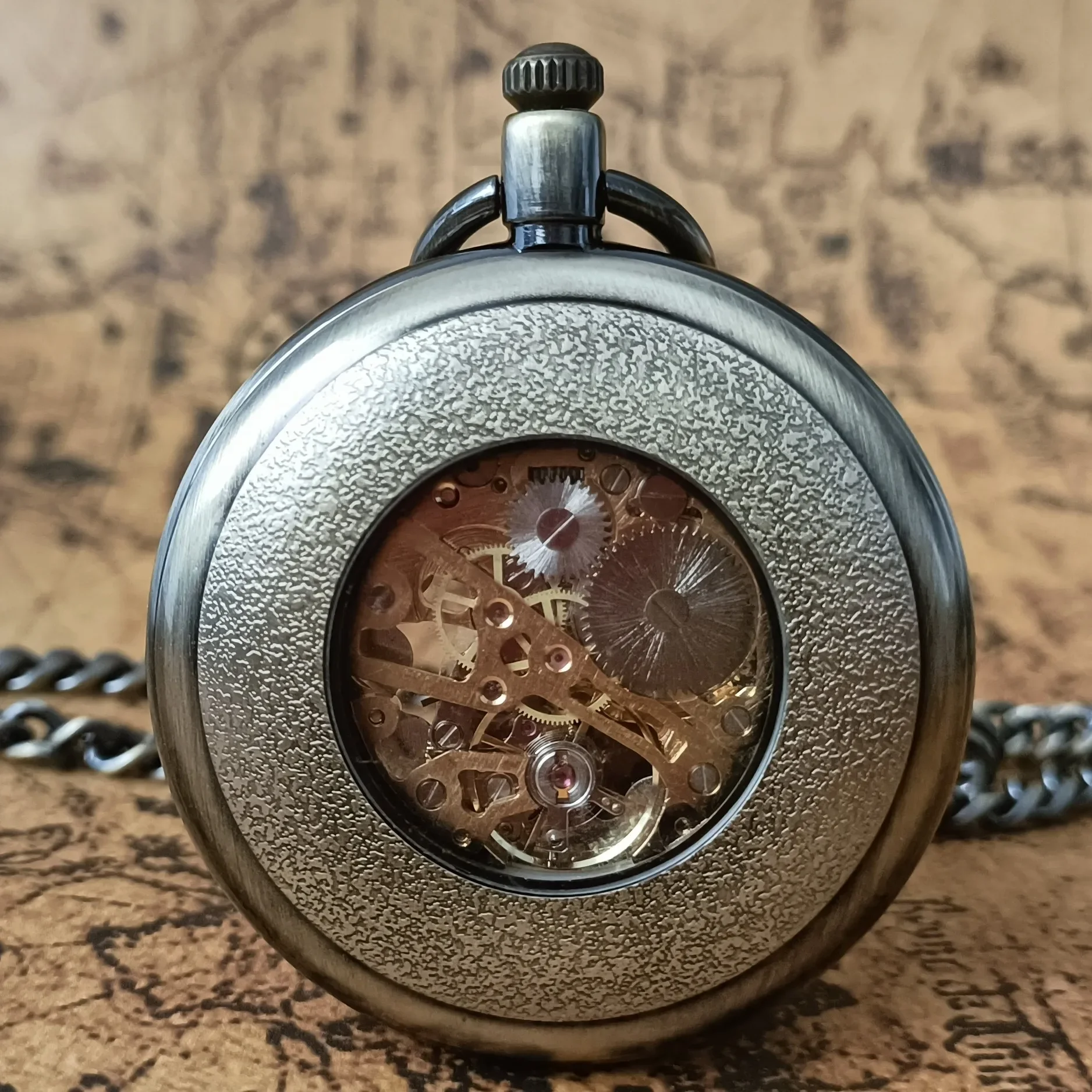 Reloj de bolsillo mecánico de joyería de lujo, pantalla de números romanos simples, cadena de reloj de bolsillo FOB de cuerda automática, regalos