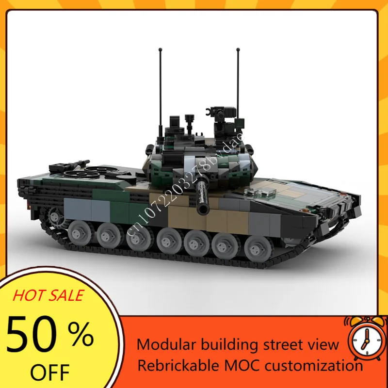 1055PCS MOC Military Weapon Series Leopard 2A7 (HU) Destroyer Armored Car Model Building Blocks Brick DIY Assembly Toys Gift