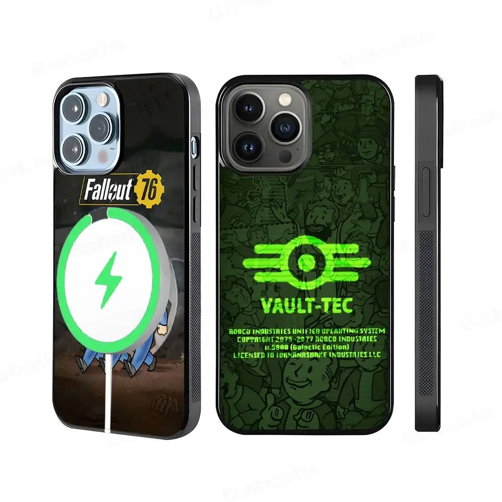 V-Vault-Tec F-Fallout Logo für MagSafe Magnetische Handyhülle für iPhone 11 12 13 14 15 16 17 Pro Max Plus