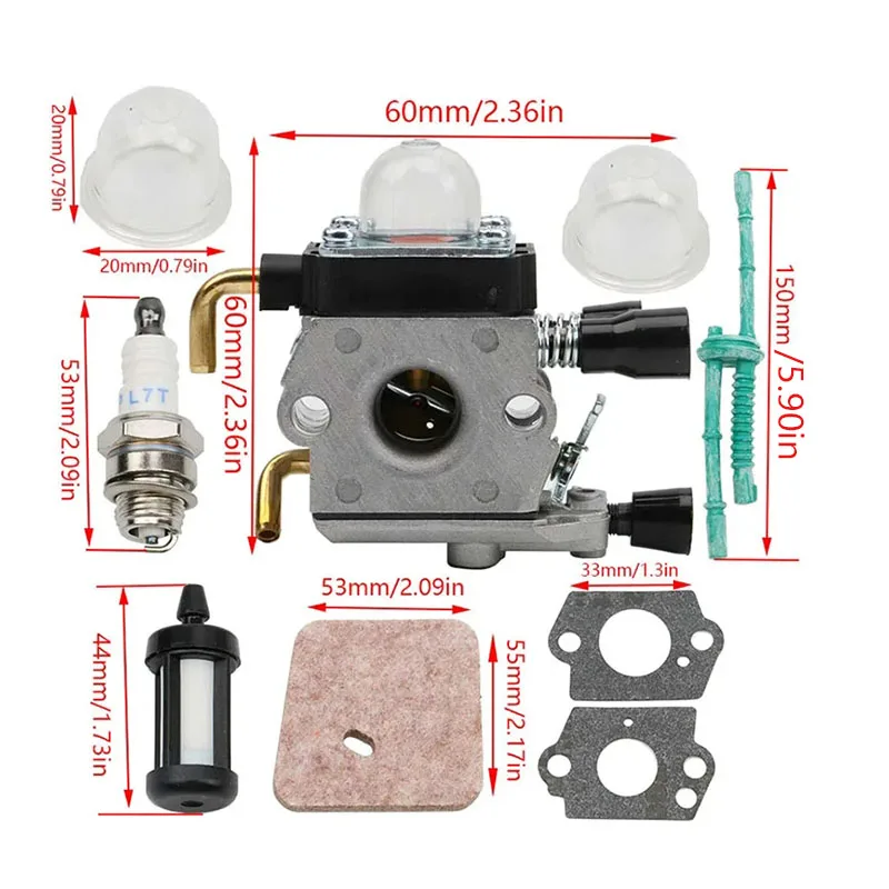 for STIHL FS38 FS45 FS46 FS55 KM55 FS85 String Trimmer Carburetor Weed Eater with Fuel Filter Carb Gaskets