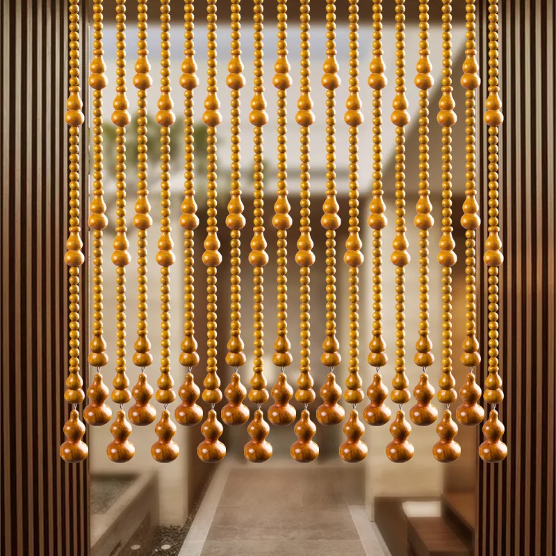 Peach Wood Gourd Bead Curtain Partition Porch Bathroom Living Room Jufu Household Perforated Decorative Curtain