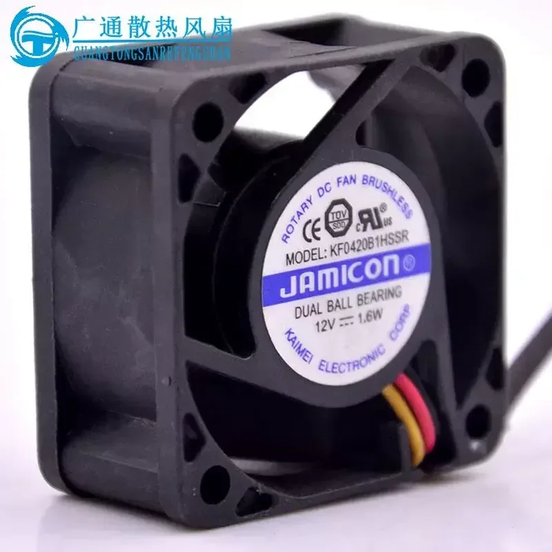 for JAMICON KF0420B1HSSR 4020 12V 1.6W Double Ball Bearing 4CM Silent Cooling Fan