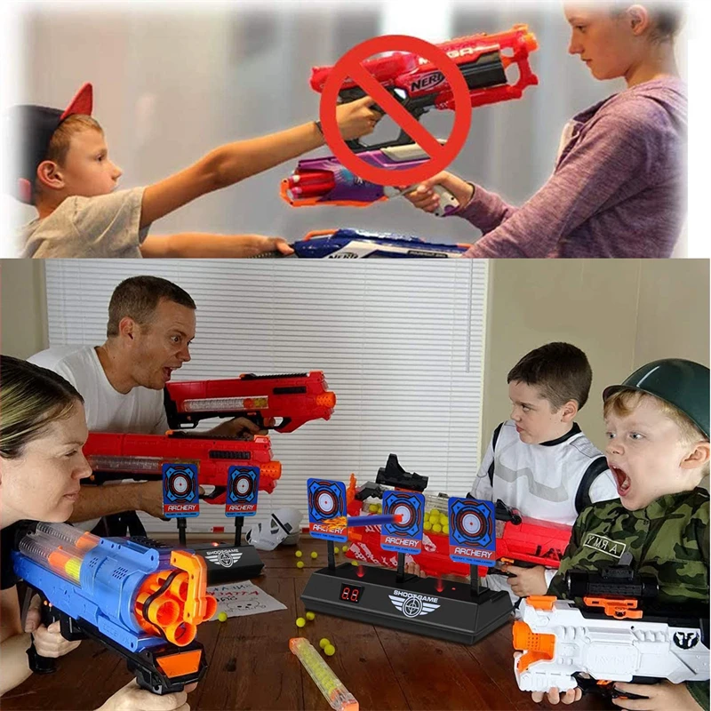 Bersaglio da tiro elettronico per pistole Nerf Reset automatico Bersagli di punteggio digitale per sparare per bambini Giocattoli ideali per ragazzi e ragazze