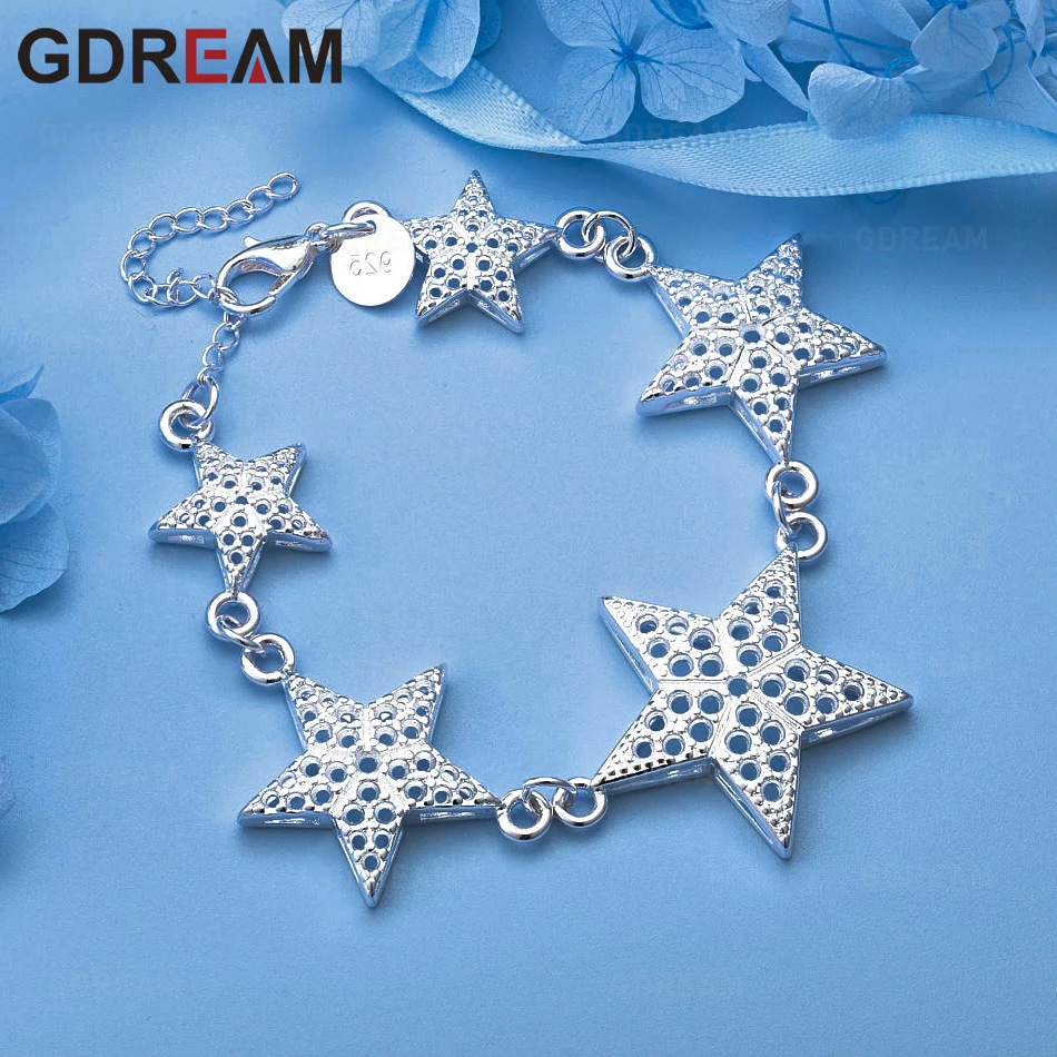 

GDREAM 925 Sterling Silver Hollow Five-Pointed Star Bracelet Exquisite Unique Fashion Women'S Gift Jewelry