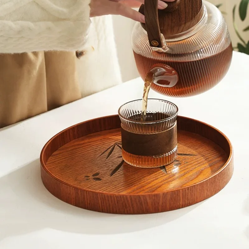 

American Wooden Tea Coloured Tray Home Brewing Tea Tray Put Water Cup Fruit Kitchen Storage Wooden Tray
