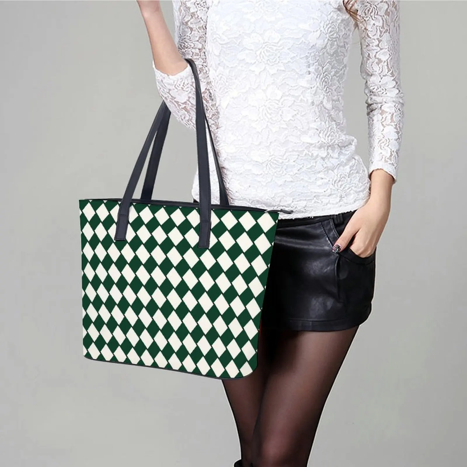 Rhombus Fashion B-Bottegas Handbags Elegant V-Venetas Work Tote Bag Women Shoulder Bag Top-Handle PU Leather Shopping Bags