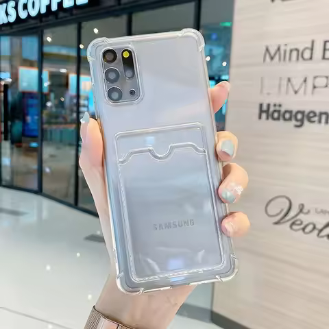 Card slot silicone case for Samsung Galaxy S24 FE S24FE S21FE S23 ultra S22 S20 S21 + plus A12 A13 A22 A32 A33 A52 A53 4G cover