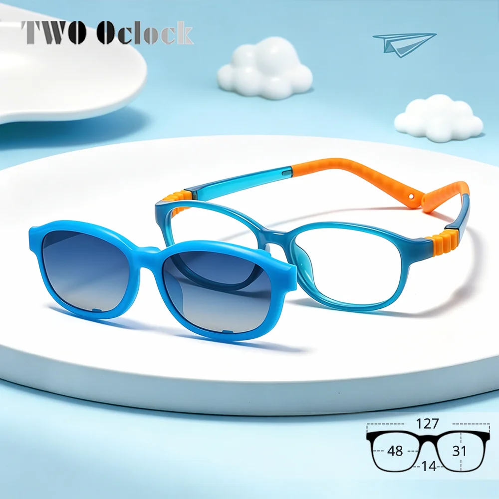 Unbreakable Children's Clip On Sunglasses Polarized UV400 Kids Sport Glasses Computer Anti Blue Eyeglasses 2 In 1 Optical Frame