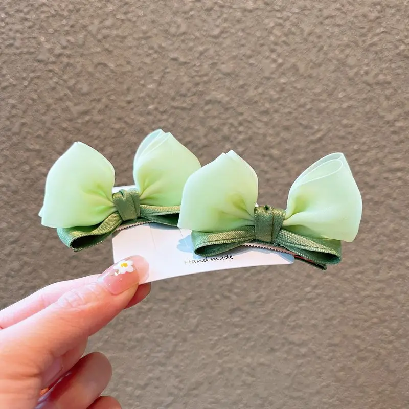 2pcs-korean-new-three-dimensional-bow-hairpin-children's-high-end-hairpin-girls-snow-yarn-hair-jewelry-baby
