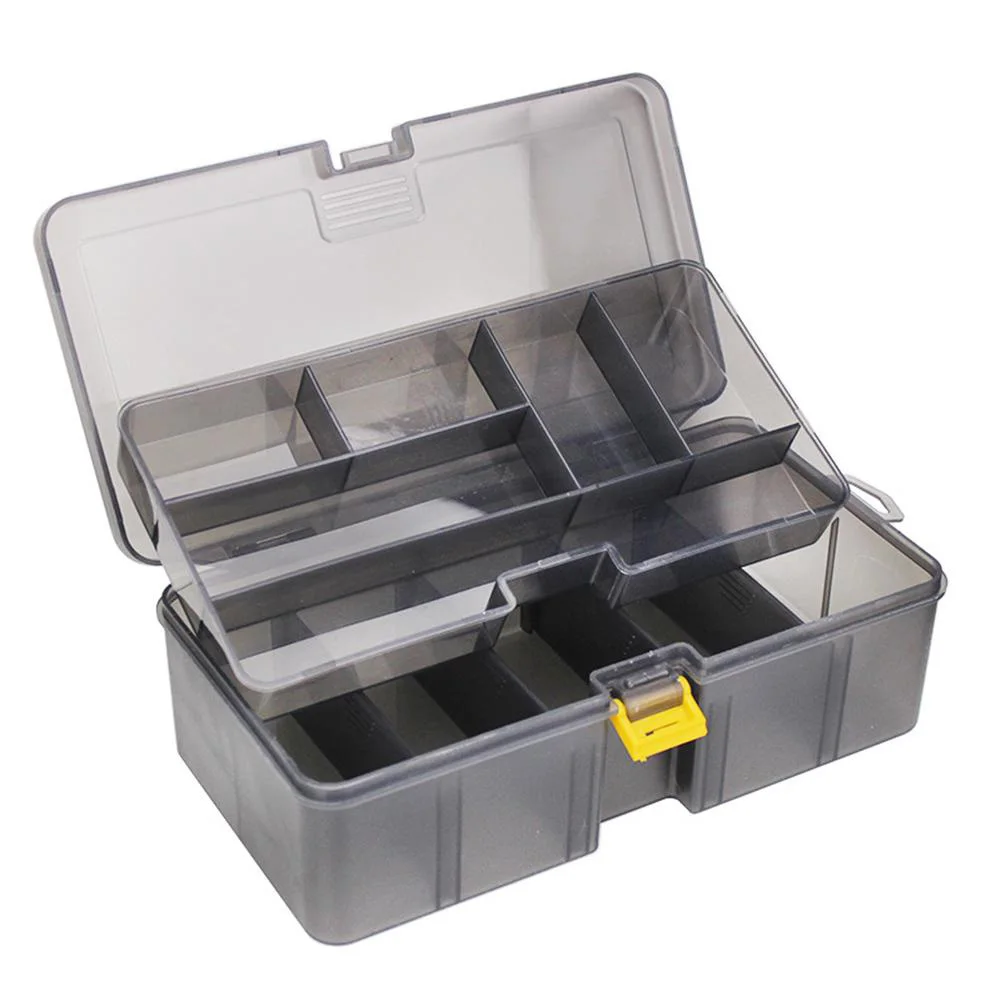 Multi-division Fishing Tackle Storage Box with Dual Layer Structure Designed for Lures Hooks and Small Tool Organization