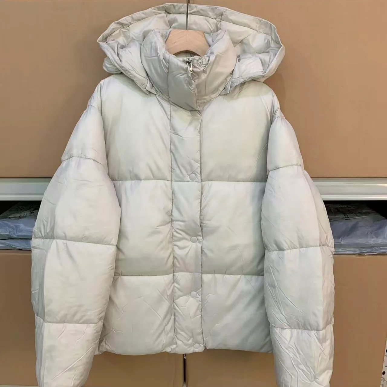 Fitn Sportswear ADANOLA ort Gewatteerde Jaet Dames Herfst Winter Katoen Brood Sle Jas Warmte Afneembare Cap Ritssluiting