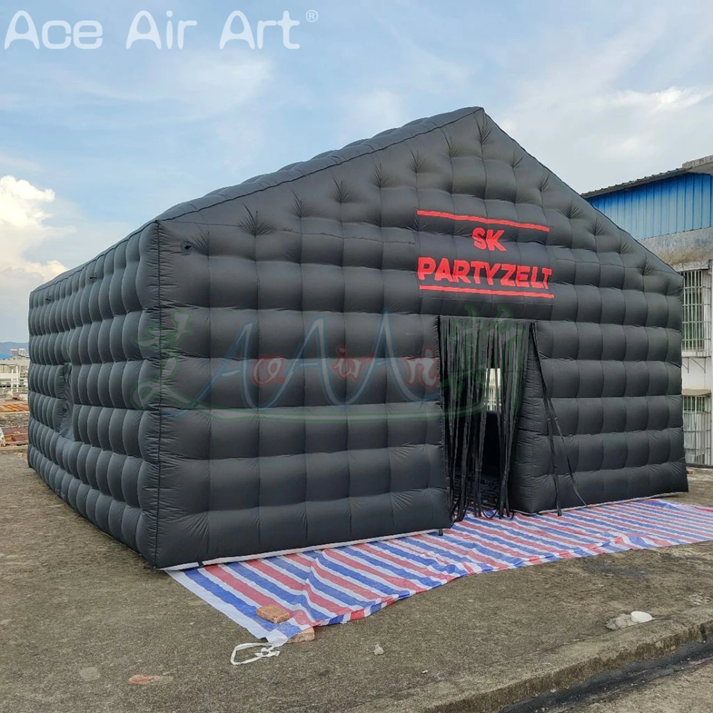 Inflatable Nightclub with Blowers 550W Large Black Inflatable Nightclub Party Tent for Adults Cube Gazebo Event House for Party