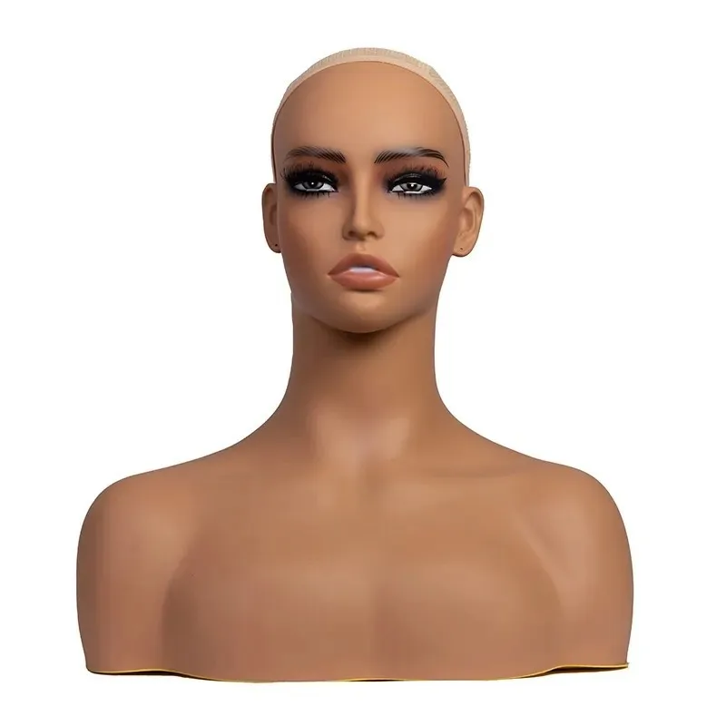 

Double Shoulder Model Head Black Model Head Necklace Display PVC Women 42cm Material