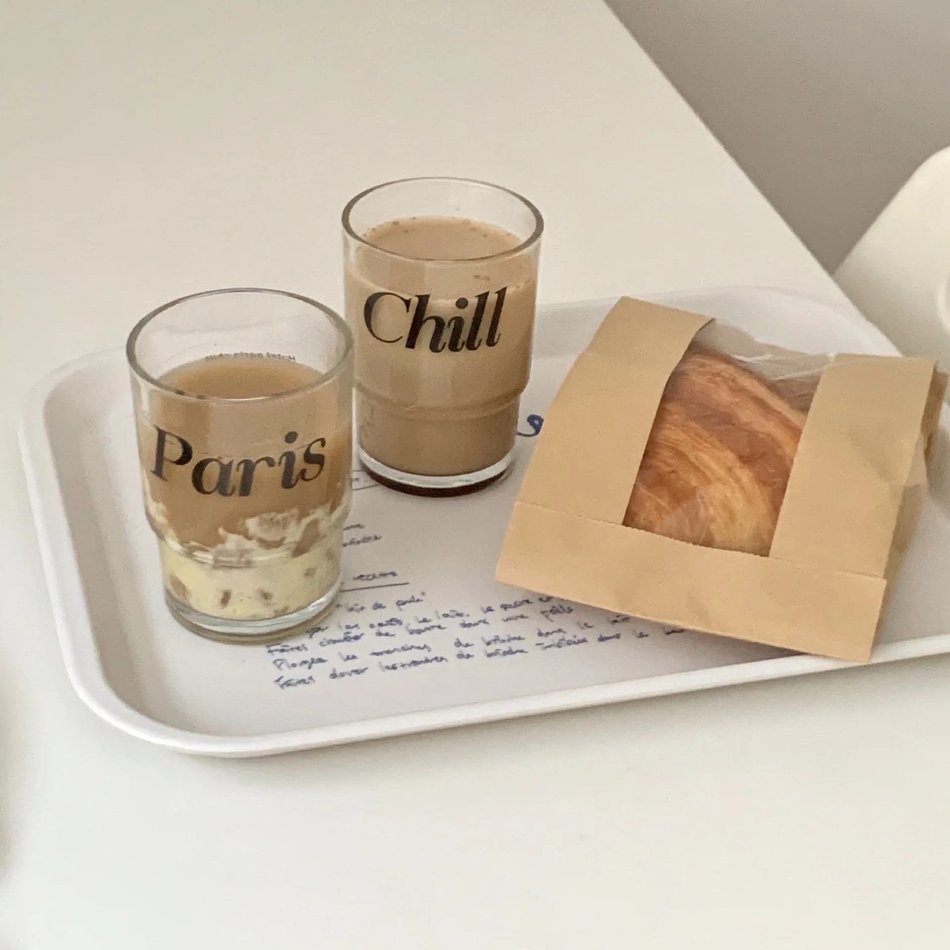 Paris Letter Printed Glass Juice Cup Dessert Cup Coffee Milk Tea Cup Lovely Water Cup Small Capacity