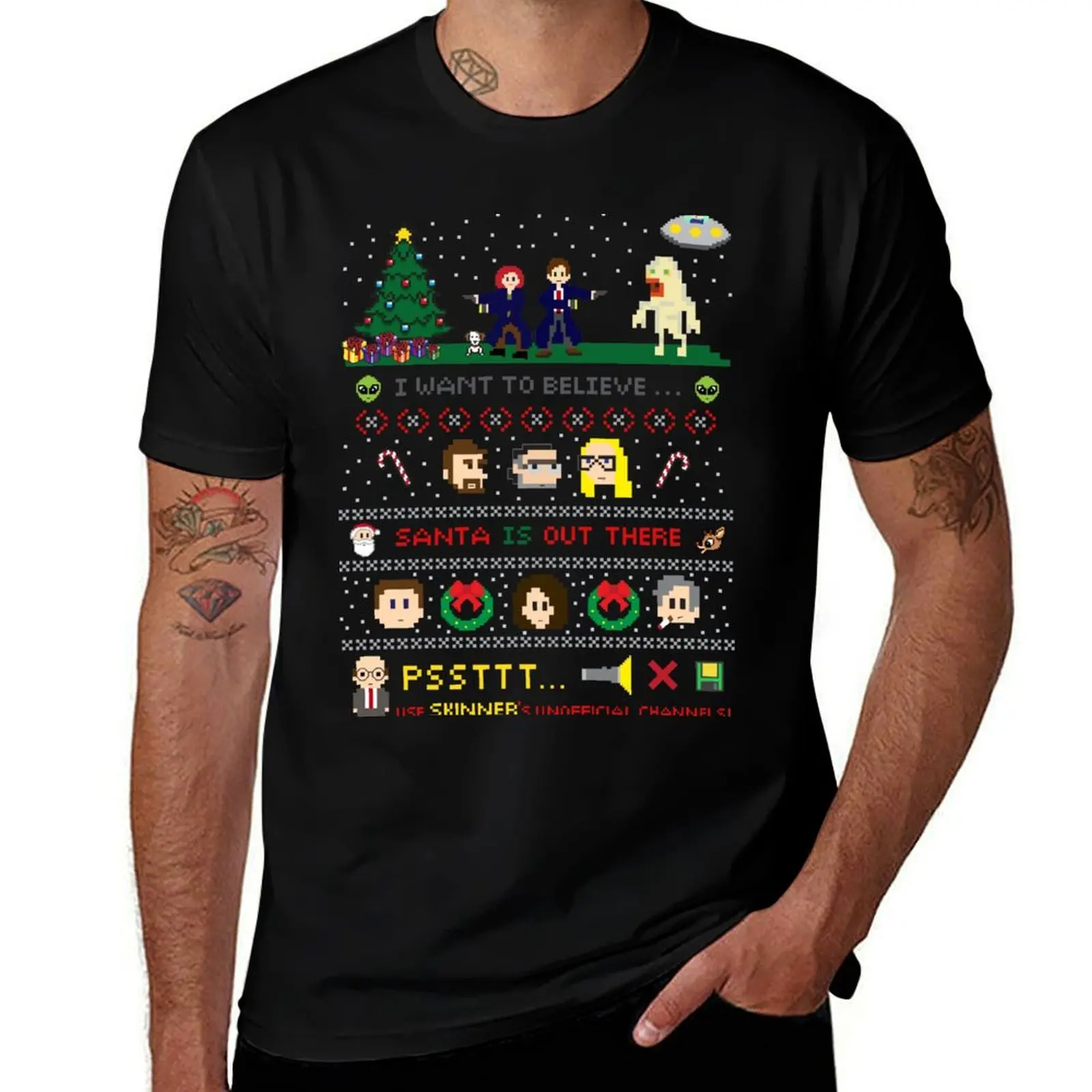 The X-Files Christmas - Santa is Out There T-Shirt Basic Daily Outfit Short Sleeve Tee