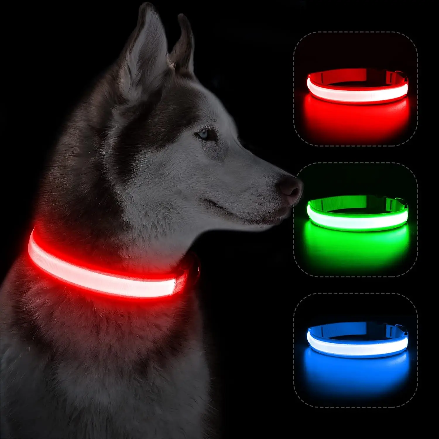 

LED Glowing Dog Collar Adjustable Flashing Rechargea Luminous Collar Night Anti-Lost Dog Light HarnessFor Small Dog Pet Products