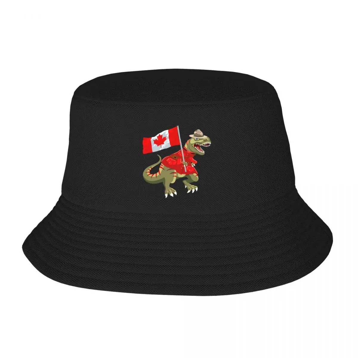 2025 NEW Clanosaurus Rex CANADAsaurus Rex Canadian Canada RCMP Flag Tyrannosaurus Rex Bucket Hat Fishing Caps Women Beach Fashio