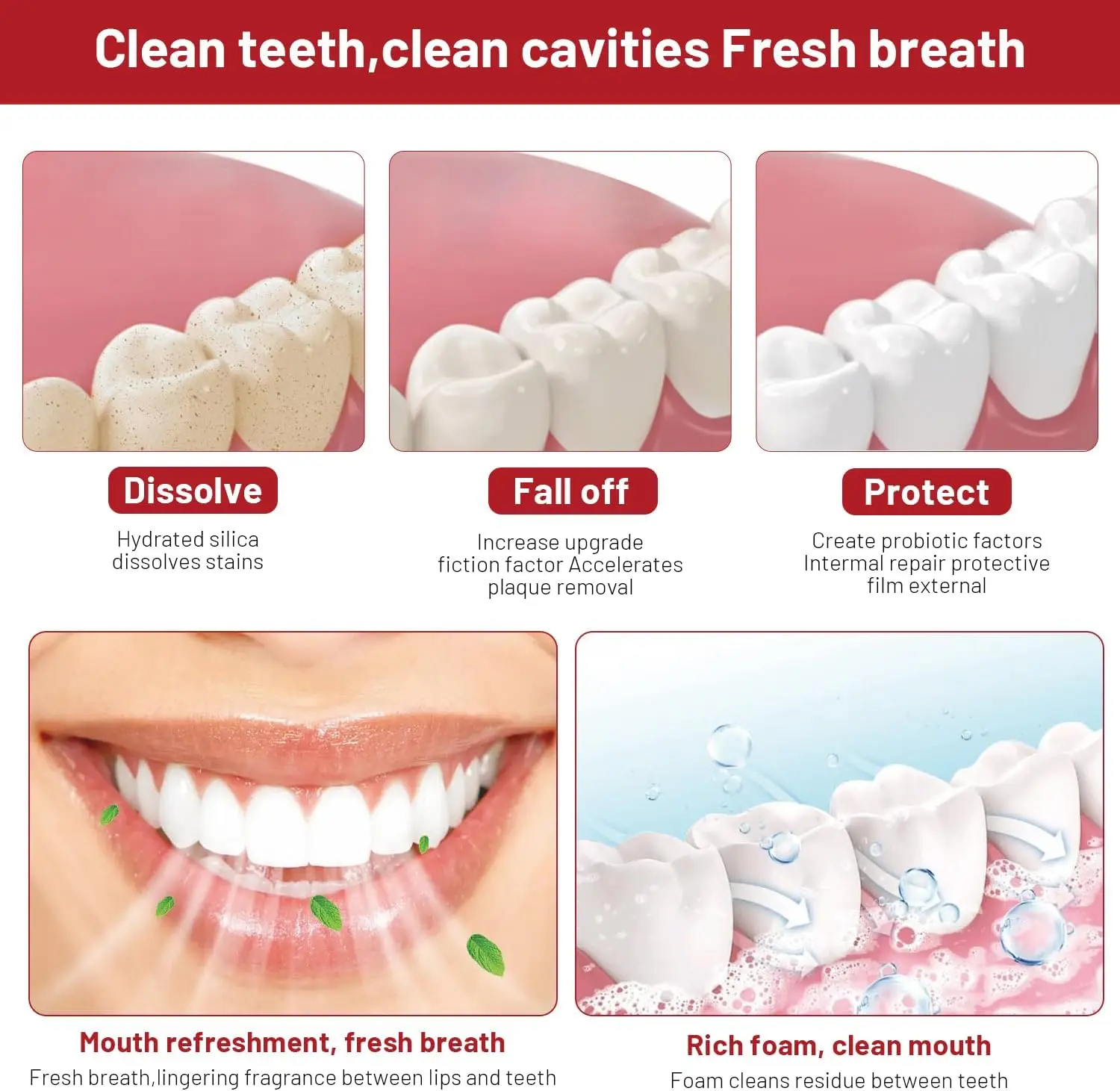 SP14 معجون أسنان فائق التبييض لتفتيح الأسنان 1/2/3 قطعة إزالة البقع البروبيوتيك النعناع اللطيف التنظيف العميق للعناية بالفم